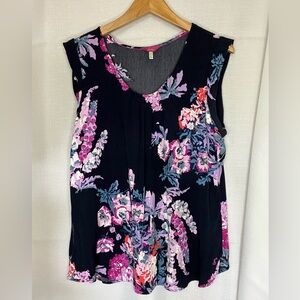 Joules Floral Sleeveless Top - Navy and Pink Floral size 12